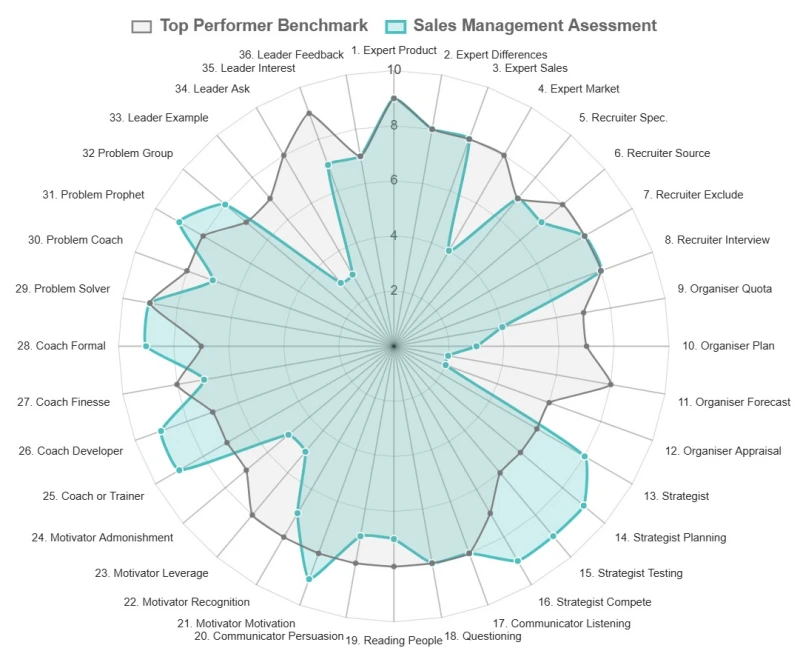 A star chart example from our sales management practices assessment.