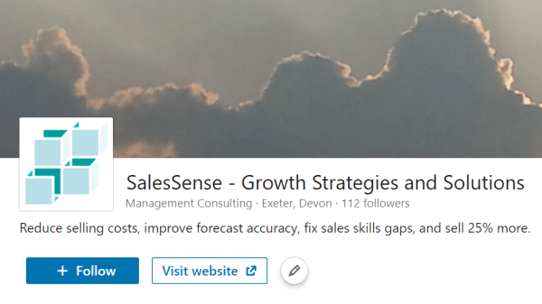 A screenshot of the SalesSense LinkedIn page which features our online free sales training course.