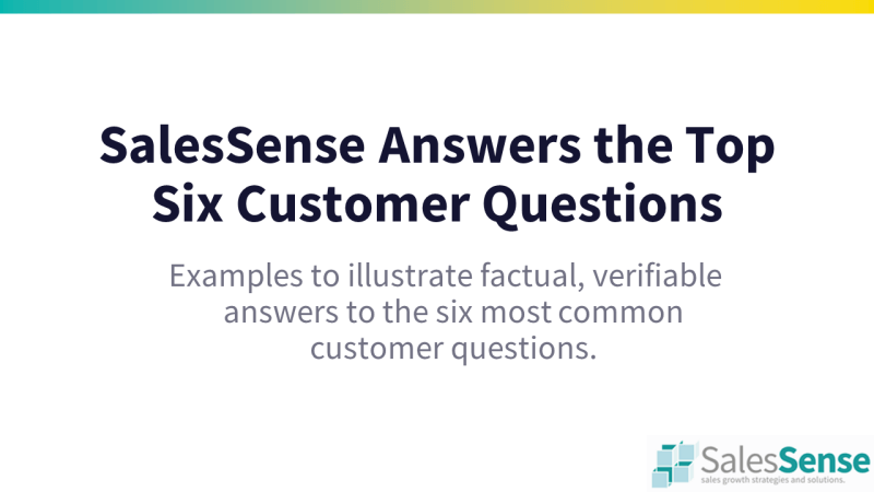 The title slide for a presentation of the top six customer questions.