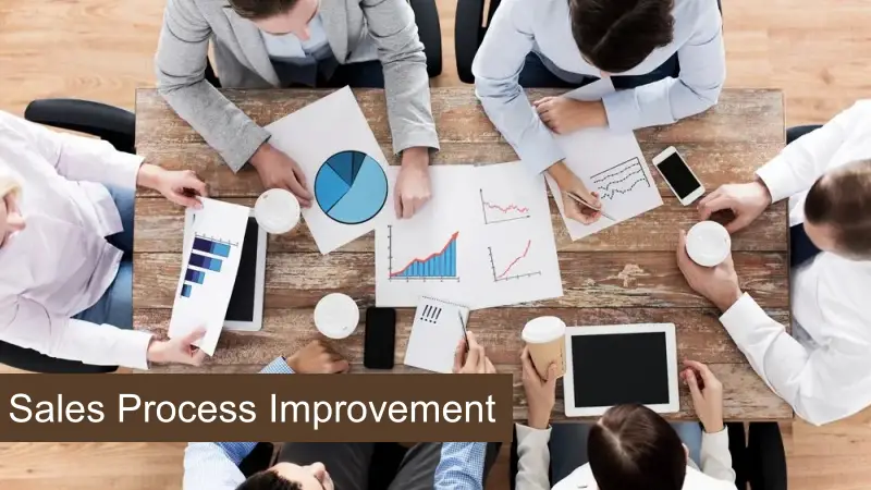 An image of a team working together on sales process improvement.