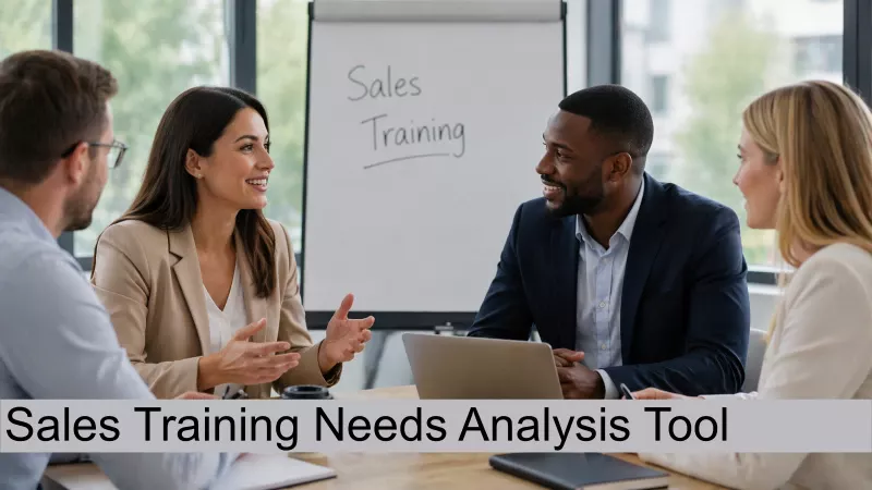 A panel promoting our sales training needs analysis tool.